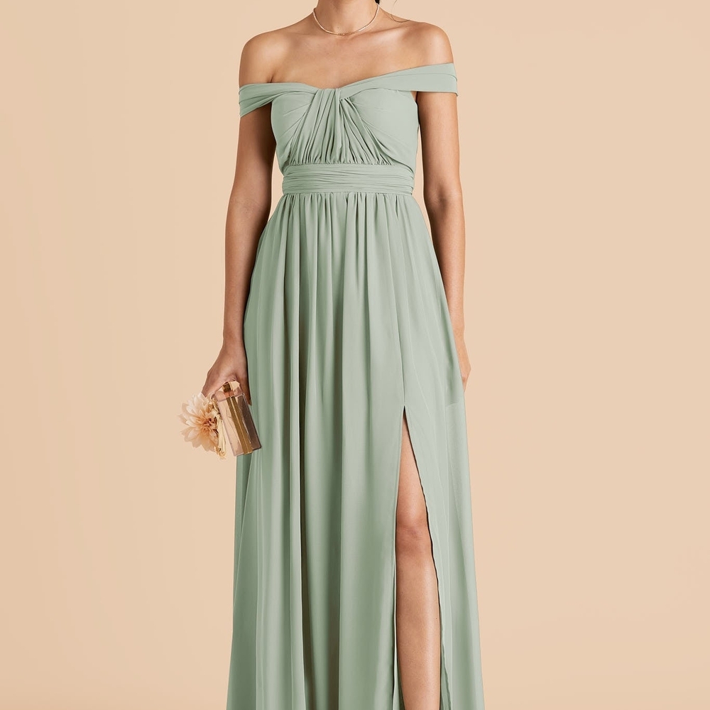 Birdy Grey Sage Green Off-Shoulder Maxi Dress